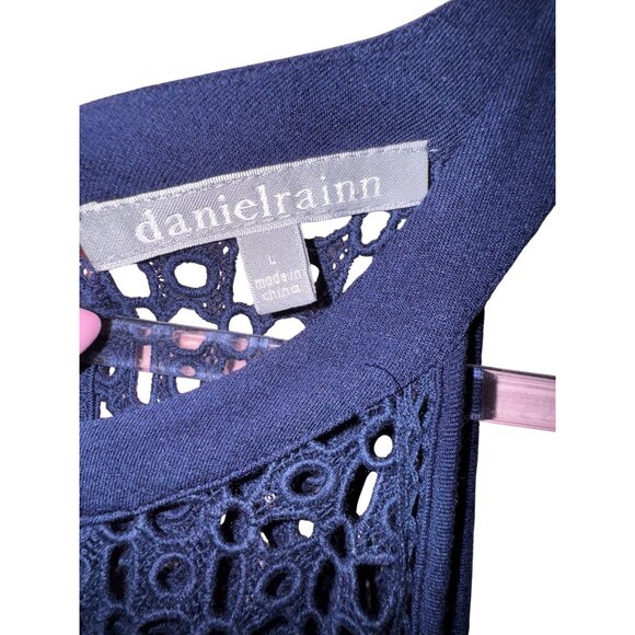 Daniel Rainn Navy Blue Sleeveless Maxi Dress Large Crochet Stretch Boho Classic‎ - Picture 5 of 7